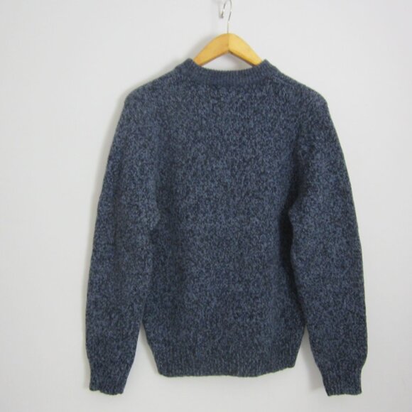 Vintage LL Bean Ragg Sweater Mens M Blue Black LS Marled Lambswool Outdoor Wool - Picture 2 of 10